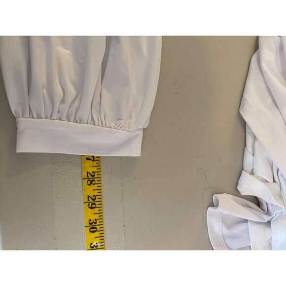 Eloquii Dress White Long Sleeve Keyhole Front Tie Back Neck Size 26 - Picture 14 of 14